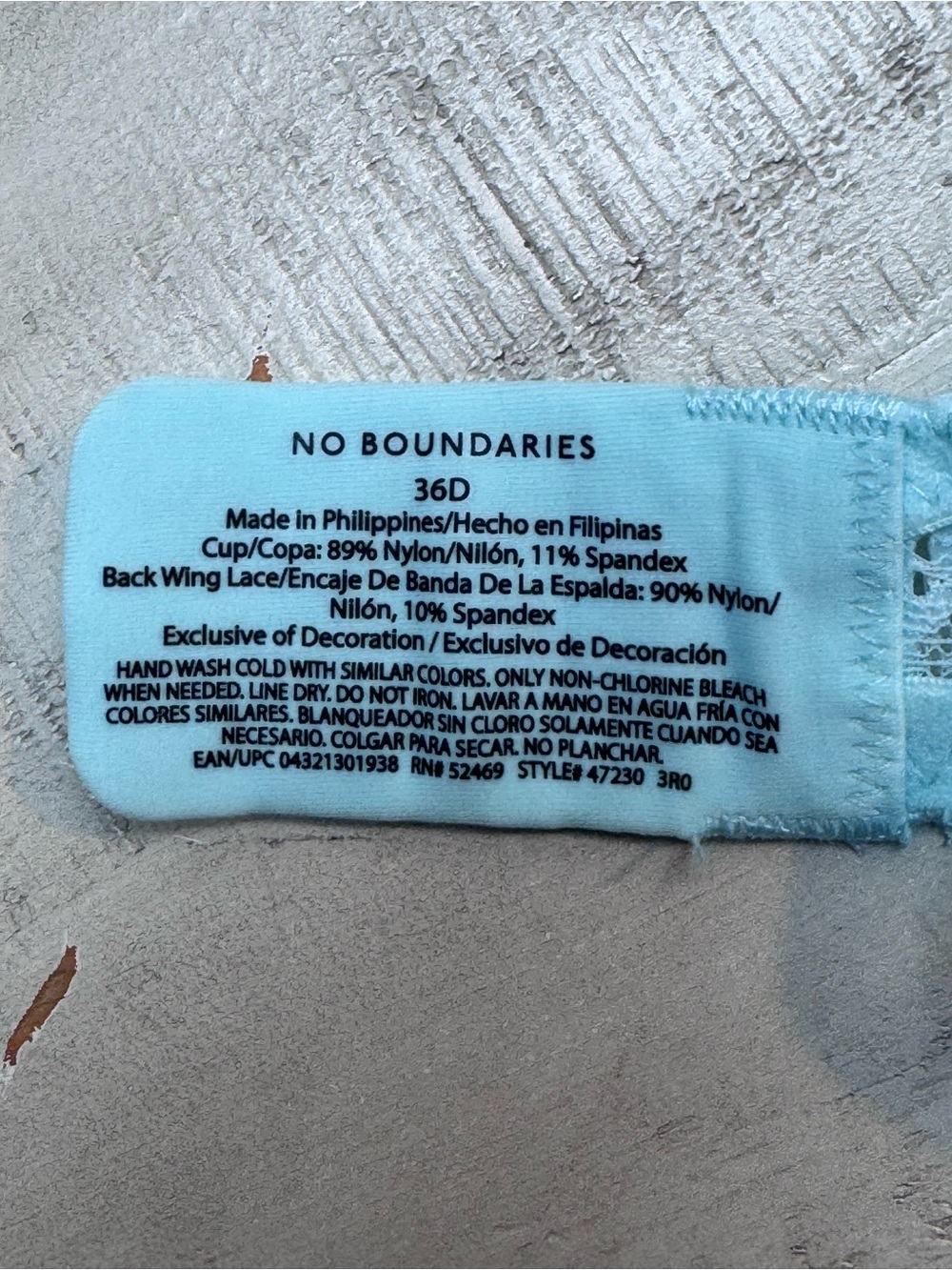 Pack of 2 No Boundaries Light Blue T-Shirt Bra with Lace - Picture 5 of 5